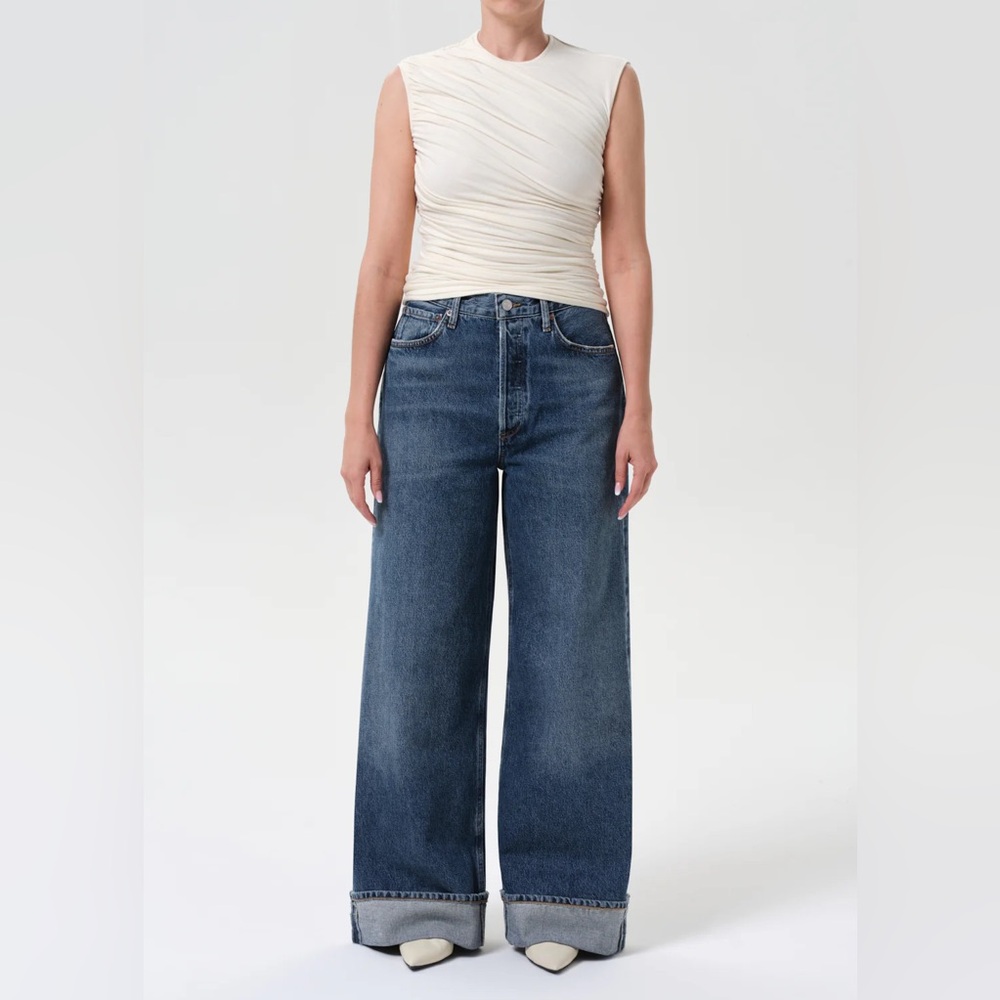 Agolde Dame High-Rise Wide-Leg Jeans - Petite $258